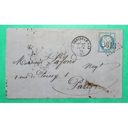 N°60A GC 3613 ST GENIES LE BAS HERAULT OR ORIGINE RURALE LAURENS POUR PARIS 1873