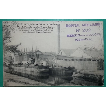 FRANCHISE MILITAIRE FM HOPITAL AUXILIAIRE SEMUR EN AUXOIS COTE D'OR POUR CHATUZANGE DROME CARTE POSTALE 1917 WW1 FRANCE