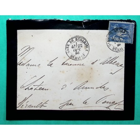 N°90 SAGE CAD TYPE 18 GARE DE BEDARIEUX HERAULT POUR LE POUGET 1886