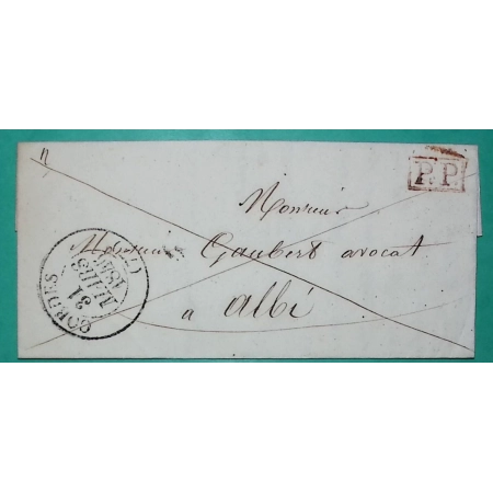 CAD TYPE 13 CORDES TARN PP PORT PAYE POUR ALBI 1846 LETTRE COVER FRANCE