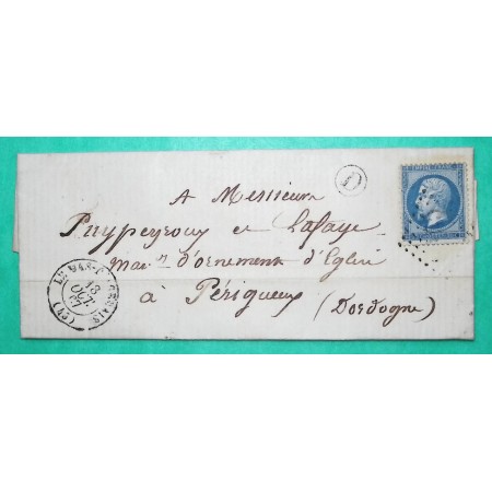 N°22 GC 2255 LE MAS D'AGENAIS LOT ET GARONNE BOITE RURALE D FOURQUES SUR GARONNE POUR PERIGUEUX DORDOGNE 1867