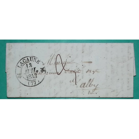 CAD TYPE 12 LACAUNE TARN POUR ALBI 1844 LETTRE COVER FRANCE