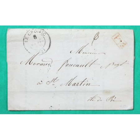 CAD TYPE 13 LE CROISIC LOIRE INFERIEURE PP PORT PAYE POUR ST MARTIN ILE DE RE 1845