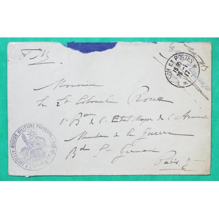 FRANCHISE MILITAIRE FM MISSION MILITAIRE FRANCAISE ATTACHEE A L'ARMEE BRITANNIQUE CHEF ETAT MAJOR POUR PARIS 1917 WW1