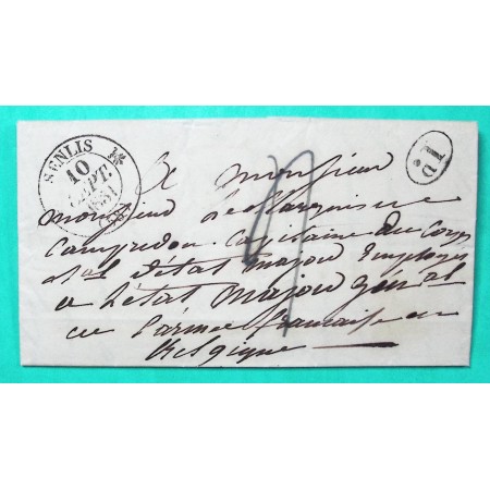 CAD TYPE 12 SENLIS OISE DECIME RURAL FONTAINE CHAALIS POUR CHEF ETAT MAJOR ARMEE FRANCAISE EN BELGIQUE 1831