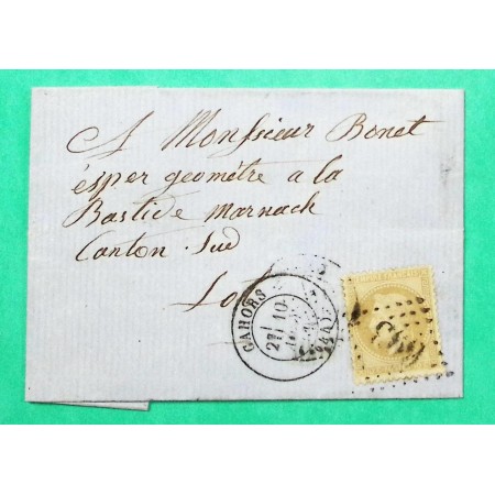 N°28 GC 693 CAHORS LOT CORRESPONDANCE LOCALE POUR LABASTIDE MARNHAC 1869