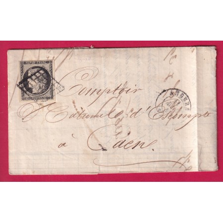 N°3 GRILLE ANGERS MAINE ET LOIRE 13 AVRIL 1849 POUR CAEN CALVADOS