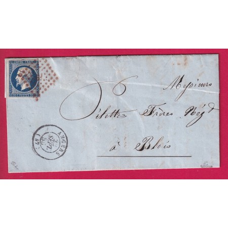 N°14 PC EN ROUGE 78 ANGERS MAINE ET LOIRE SIGNE CALVES ET BRUN POUR BLOIS LOIR ET CHER 1856