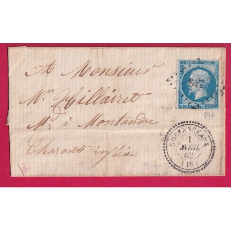 N°14 PC 847 CHEVANCEAUX CHARENTE INFERIEURE CAD TYPE 22 POUR MONTENDRE 1862