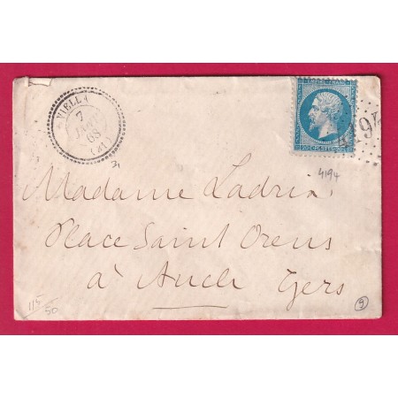 N°22 GC 4194 VIELLA GERS CAD TYPE 22 POUR AUCH 1868