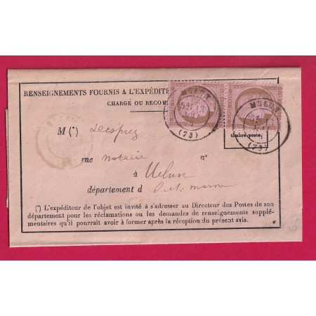 N°54 PAIRE CAD TYPE 17 MELUN SEINE ET MARNE  AVIS DE CHARGEMENT COMPLET POUR VERSAILLES