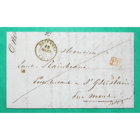 CAD TYPE 15 WAZEMMES NORD POUR ST GHISLAIN BELGIQUE 1848