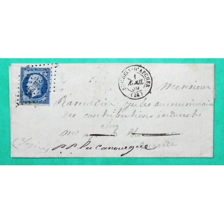 N°14 PC 3021 ST CHELY D'APCHER LOZERE POUR MENDE REEXP LA CANOURGUE 1859