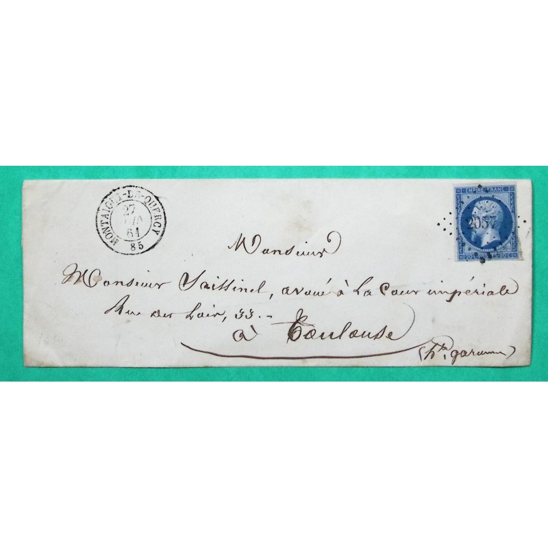 N°14B PC 2057 MONTAIGUT DE QUERCY TARN ET GARONNE POUR TOULOUSE HAUTE GARONNE 1861