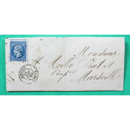 N°22 GC 5076 TIARET ALGERIE POUR NOILLY PRAT MARSEILLE 1865