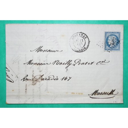 N°60A GC 5065 SOUKARAS ALGERIE POUR NOILLY PRAT MARSEILLE 1871
