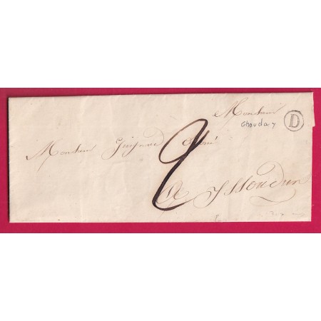 BOITE RURALE D SEULE CHOUDAY INDRE DOUBLE PORT LOCALE AU DOS CAD TYPE 15 ROUGE ISSOUDIN 1848