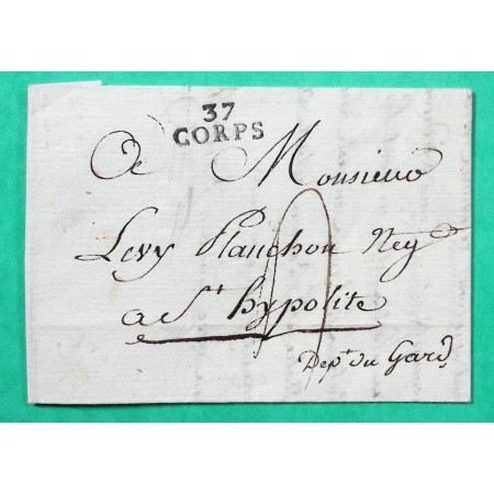MARQUE 37 CORPS ISERE POUR ST HIPPOLYTE DU FORT GARD PERIODE REVOLUTIONNAIRE 1804 INDICE 16