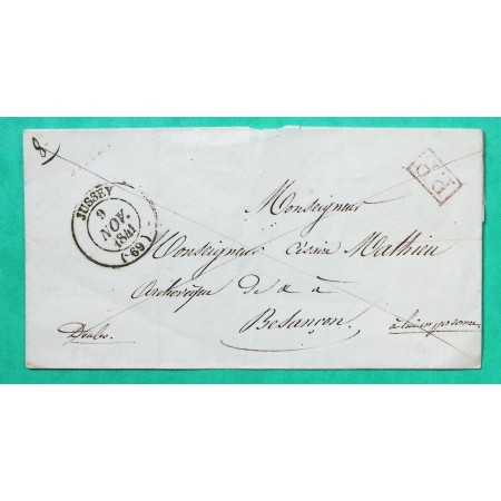 CAD TYPE 14 JUSSEY HAUTE SAONE PP PORT PAYE POUR BESANCON DOUBS 1841