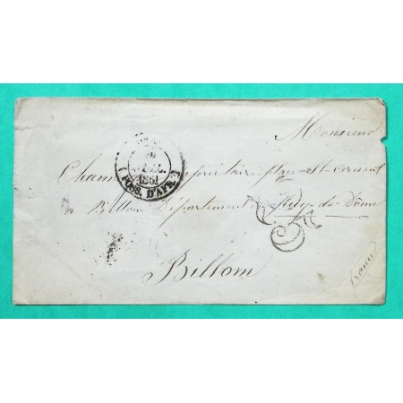 CAD TYPE 13 ORAN (POSS D'AFR) ALGERIE POUR BILLOM PUY DE DOME TAXE 25 1851