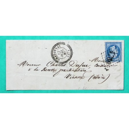 N°22 GC 4760 CAD TYPE 22 CHATONNAY ISERE BUREAU SUPPLEMENTAIRE POUR VIENNE 1867