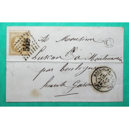 N°28 GC 548 BOULOGNE SUR GESSE HAUTE GARONNE BOITE RURALE C CORRESPONDANCE LOCALE 1869