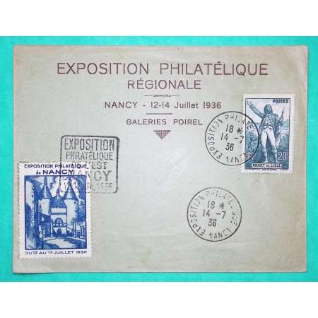 N°314 ROUGET DE LISLE EXPOSITION PHILATELIQUE DE NANCY 1936 AVEC VIGNETTE