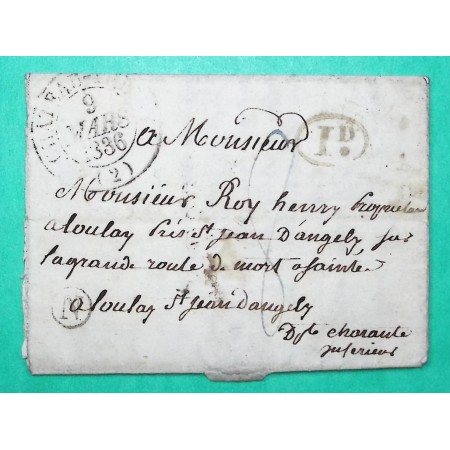 CAD TYPE 13 CHATEAU THIERRY AISNE DECIME + BOITE RURALE N BLESMES POUR LOULAY CHARENTE INFERIEURE CURSIVE EN ARRIVEE 1836