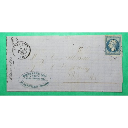 N°14B PC 3274 ST SAVINIEN CHARENTE INFERIEURE POUR ST MARTIN DE RE 1862