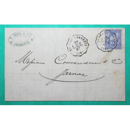 N°78 SAGE CONVOYEUR SATION TONNAY CHARENTE LIGNE LaR.S POUR JARNAC 1876