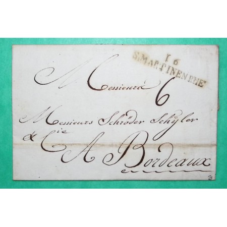 MARQUE 16 ST MARTIN DE RHE ST MARTIN DE RE CHARENTE INFERIEURE POUR BORDEAUX GIRONDE PERIODE REVOLUTIONNAIRE 43x9 1794