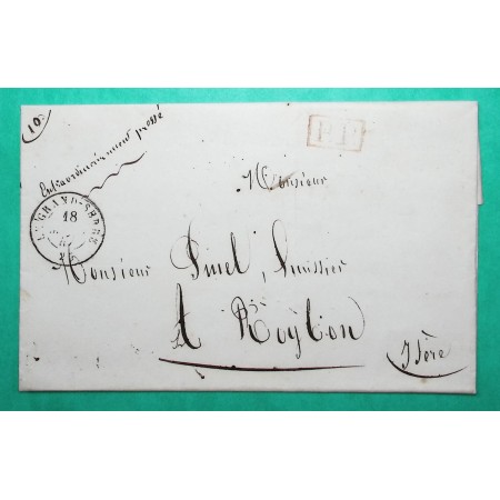 CAD TYPE 15 LE GRAND SERRE DROME PP PORT PAYE POUR ROYBON ISERE 1847