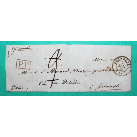 CAD TYPE 15 BOURDEAUX DROME PP PORT PAYE POUR GRENOBLE ISERE 1846