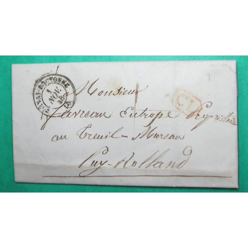 CAD TYPE 15 TONNAY BOUTONNE CHARENTE INFERIEURE CL CORRESPONDANCE LOCALE TAXE 1 POUR TREUIL MUREAU 1848