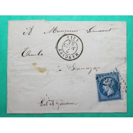 N°22 GC 2184 MANCIET GERS POUR DAMAZAN LOT ET GARONNE 1864