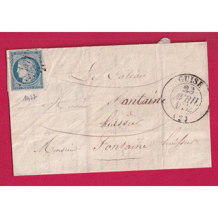 N°4 PC 1477 CAD TYPE 13 GUISE AISNE POUR LE CATEAU NORD