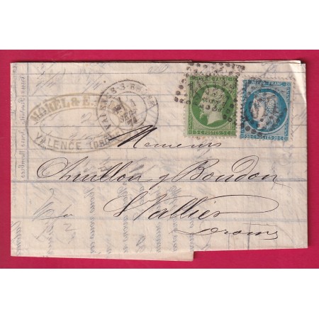 N°20 37 GC 4077 VALENCE DROME DU 4 SEPTEMBRE 1871 POUR ST VALLIER