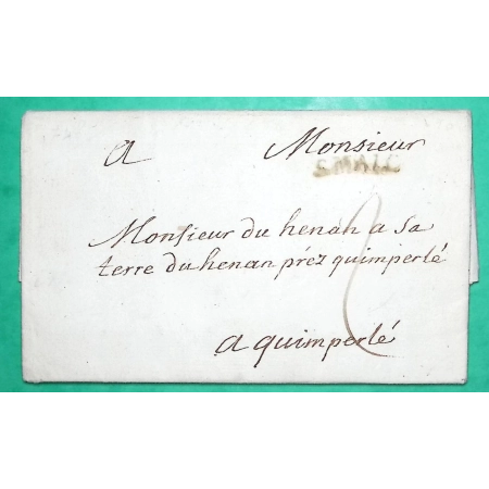 MARQUE S.MALO ST MALO ILLE ET VILAINE POUR QUIMPERLE FINISTERE LN N°9 1748 LETTRE COVER FRANCE