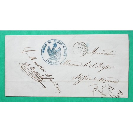 LETTRE MAIRIE DE ST JEAN D'ARVES SAVOIE POUR ST JEAN DE MAURIENNE 1861