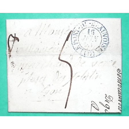 CAD TYPE 13 LE PONT DE BEAUVOISIN BLEU ISERE POUR LYON RHONE 1833 LETTRE COVER FRANCE