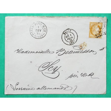 N°38 GC 2598 NANCY MEURTHE ET MOSELLE POUR SCY CHAZELLES MOSELLE 1875