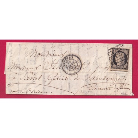 N°3 TTB UN VOISIN GRILLE SE SAINTES CHARENET INFERIEURE 14 JANVIER 1850 SIGNE CALVES POUR ST GENIS DE SAINTONGE