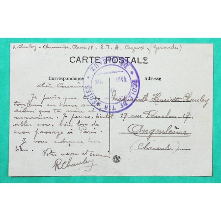 FRANCHISE MILITAIRE FM ECOLE DE TIR AERIEN DE CAZAUX GIRONDE CARTE POSTALE WW1