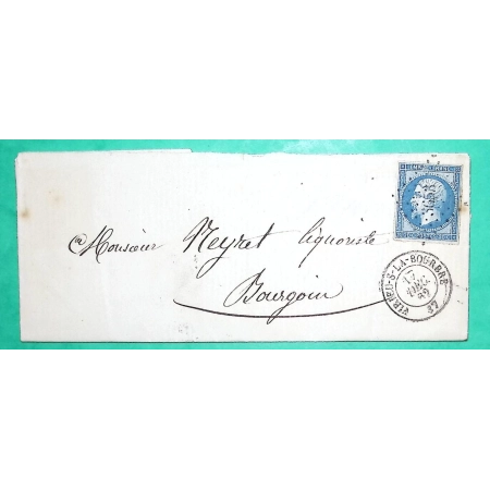 N°14B PC 3653 VIRIEU SUR LA BOURBRE ISERE POUR BOURGOIN JALLIEU 1862 LETTRE COVER FRANCE