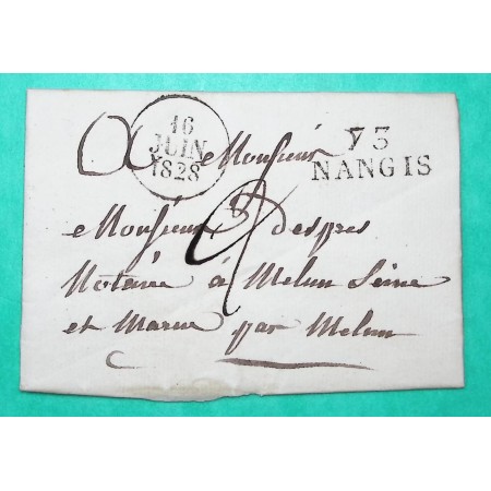 MARQUE 73 NANGIS SEINE ET MARNE DEPART MEIGNEUX POUR MELUN 28x11 1828