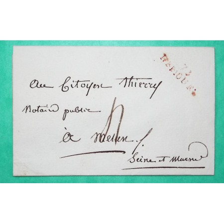 MARQUE 73 NEMOURS SEINE ET MARNE ROUGE POUR MELUN PERIODE REVOLUTIONNAIRE 29x9 1800