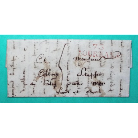 MARQUE 73 TOURNANS TOURNAN SEINE ET MARNE ROUGE POUR ALBERT STAPFER MINISTRE SUISSE TALCY LOIR ET CHER 37x11