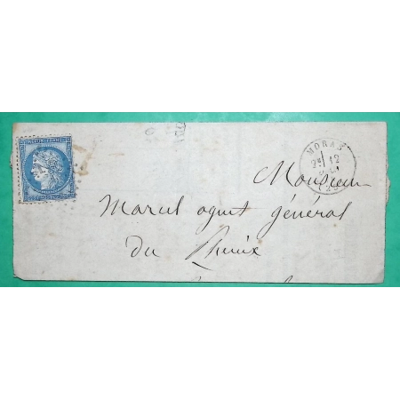N°60A GC 2529 MORAS DROME POUR VALENCE 1873 LETTRE COVER FRANCE