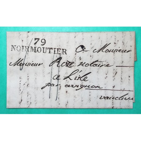 MARQUE 79 NOIRMOUTIER VENDEE POUR L'ISLE SUR LA SORGUE VAUCLUSE 45x11 1827