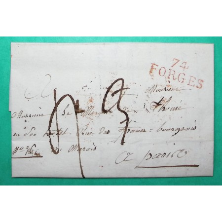 MARQUE 74 FORGES SEINE INFERIEURE DEPART RIBERPRE POUR PARIS 33x12